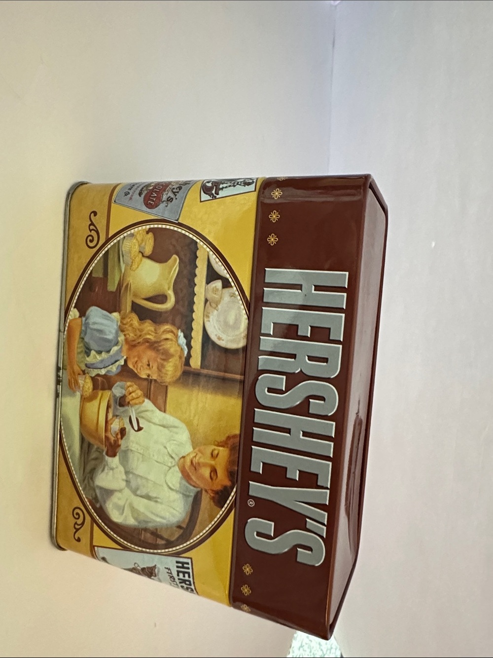 HERSHEY'S Decorative Metal Storage Tin in Brown and Yellow